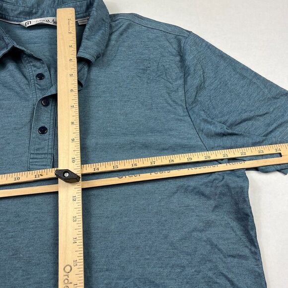 Travis Mathew Mens Polo Shirt Blue Stretch Short Sleeve Performance Top LARGE - Picture 7 of 11